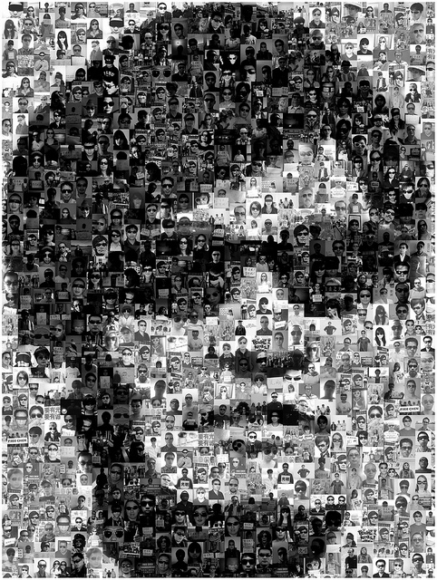Caption: A mosaic of Chen Guangcheng supporters. The Dark Glasses Portrait project won a Distinction at prix ars electronica 2012. Image reprinted with a Creative Commons License via Flickr.